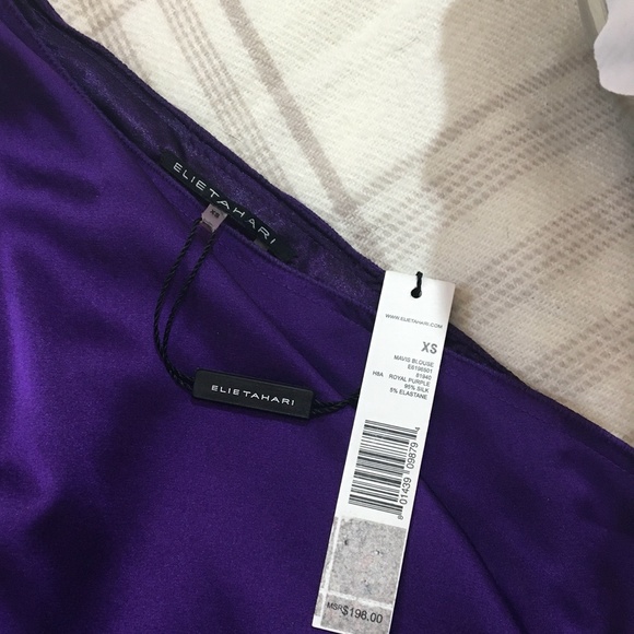 Asymmetric One Shoulder Silk Top Elie Tahari - Picture 2 of 6